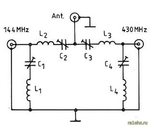 Диплексер 145-430 MHz схема