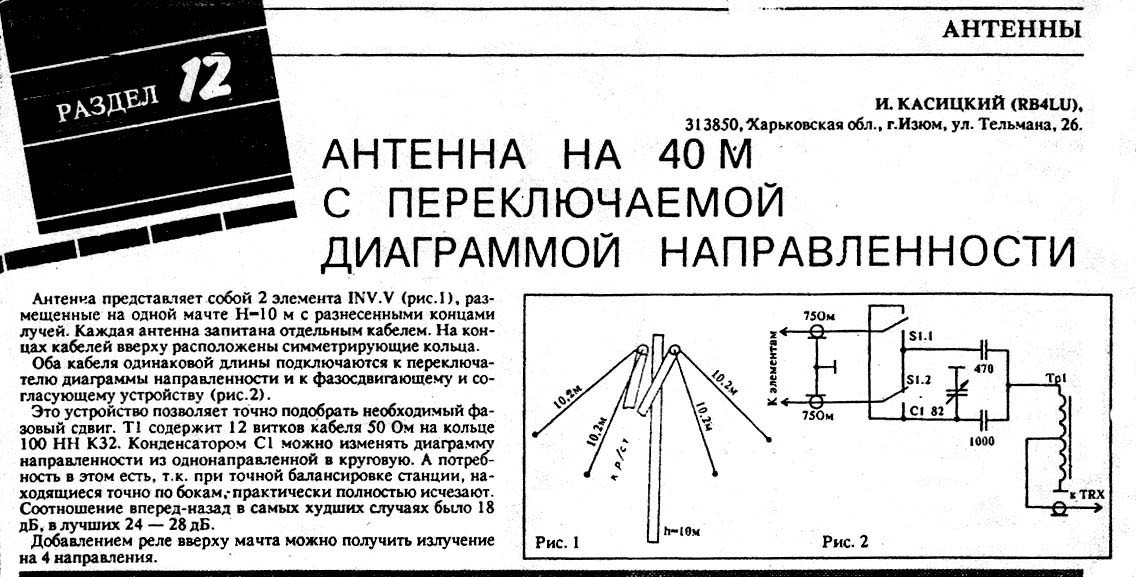 Антенны с переключаемой диаграммой направленности